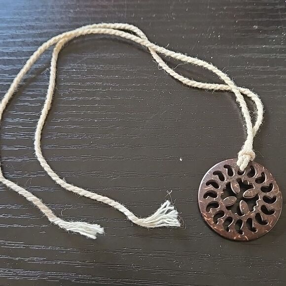 Galaxy Wooden Pendant Necklace Torus Vortex Sacred Geometry Jewel tie y2k boho - Picture 11 of 13